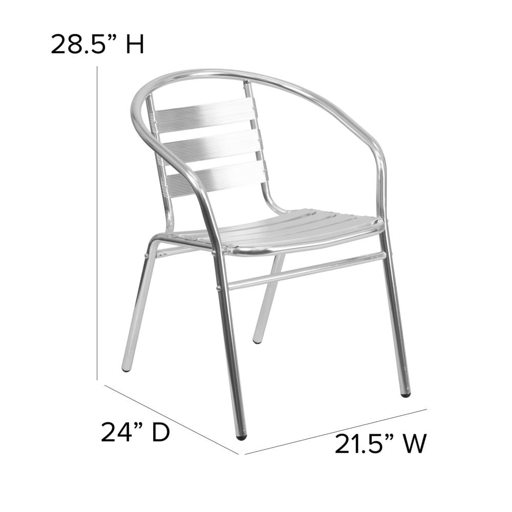 Chaise à lattes en aluminium argenté