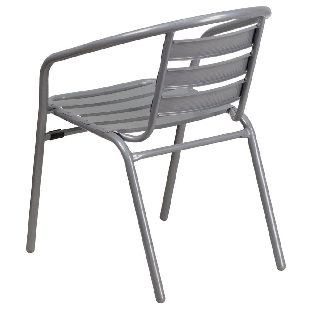 Chaise à lattes en aluminium argenté