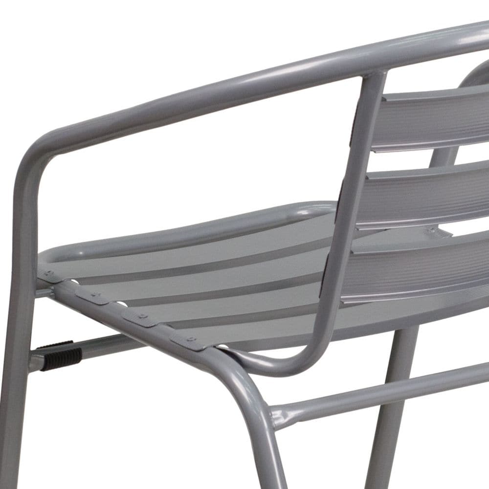Chaise à lattes en aluminium argenté