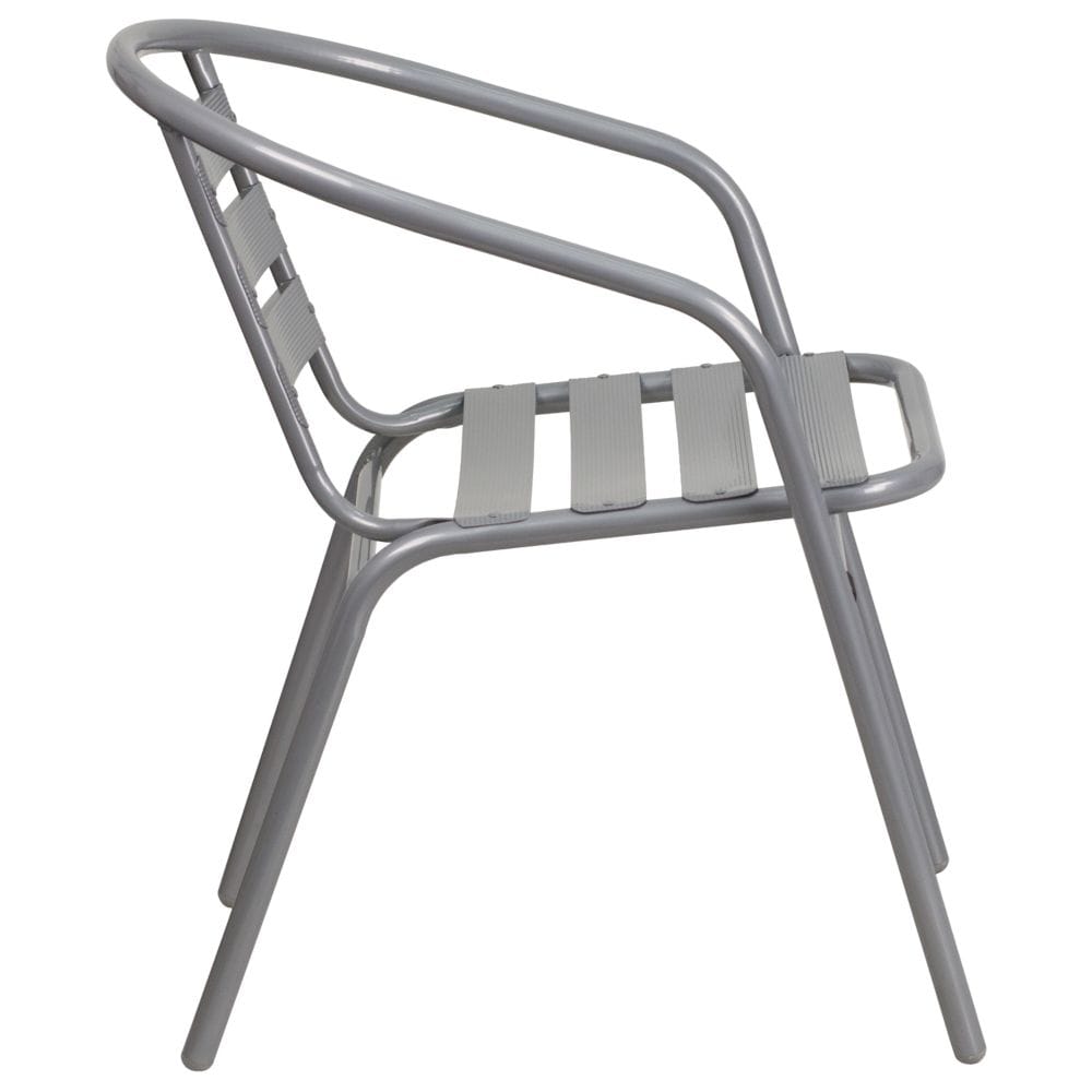 Chaise à lattes en aluminium argenté