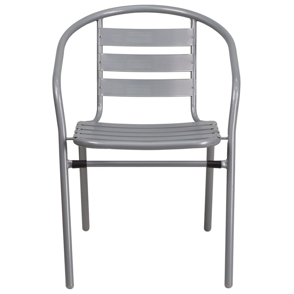Chaise à lattes en aluminium argenté