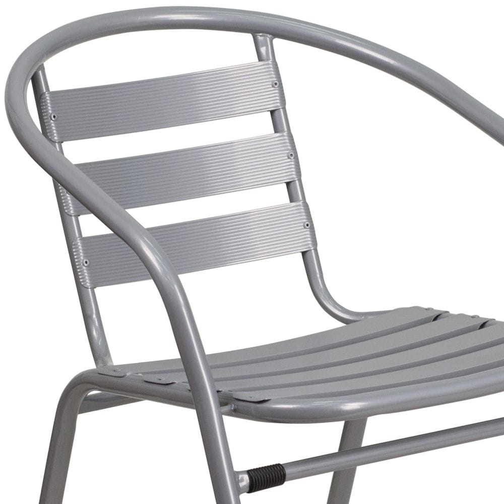 Chaise à lattes en aluminium argenté