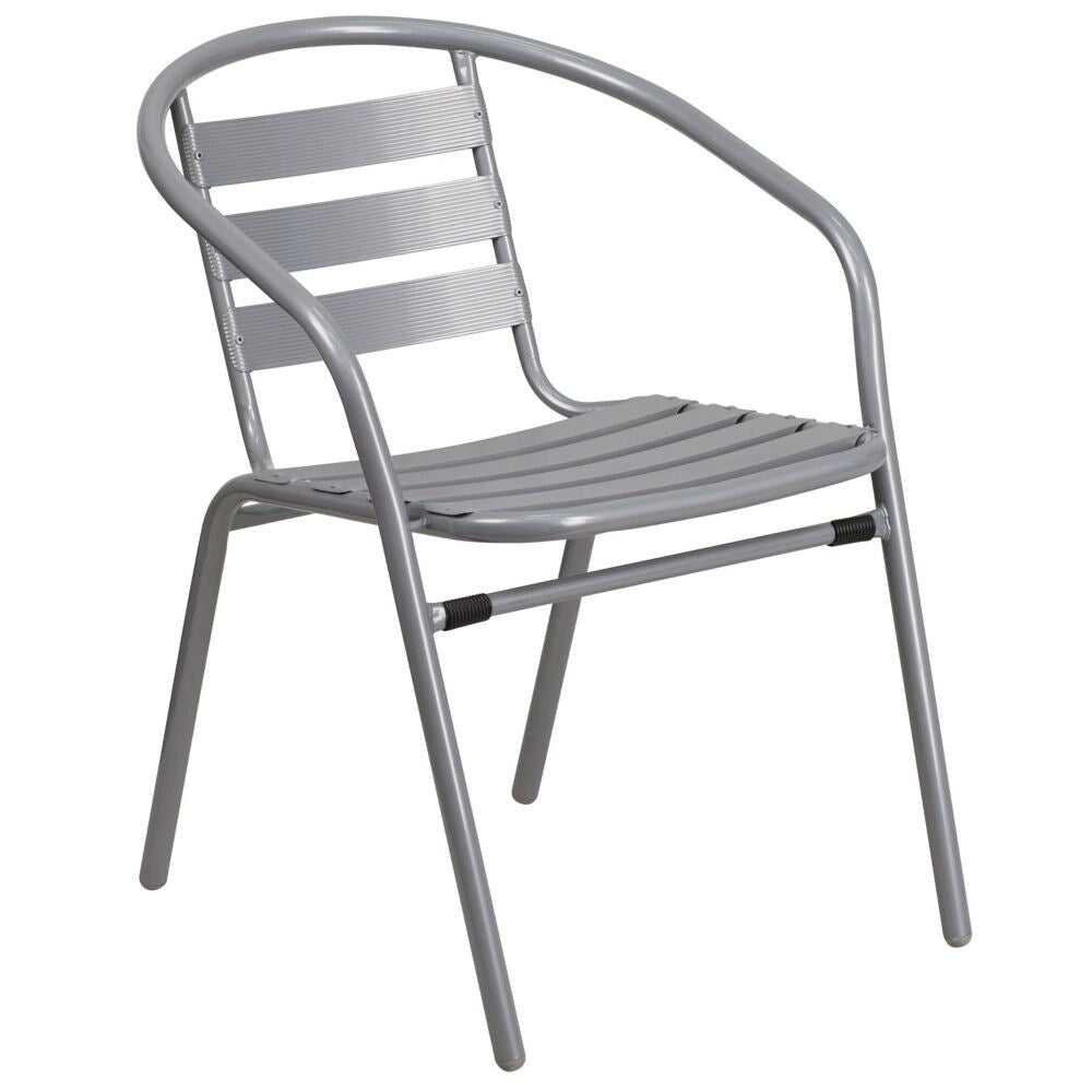 Chaise à lattes en aluminium argenté