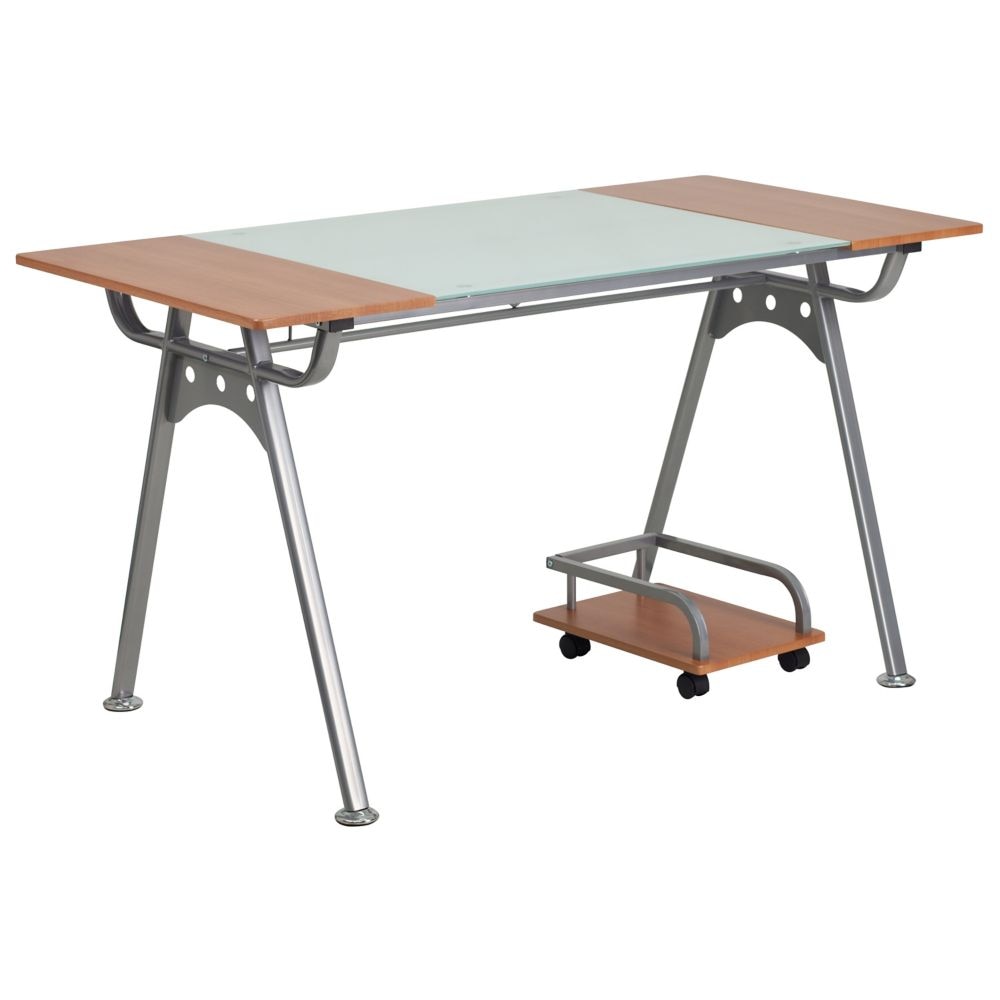 Bureau en verre/stratifié cerisier