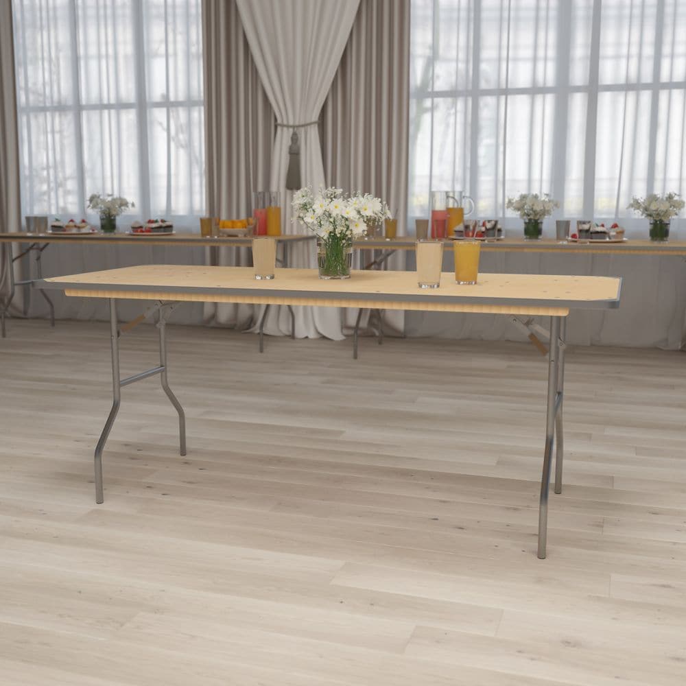 30x72 Wood Fold Table-Met Edge