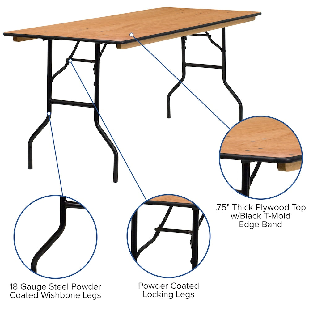 30x72 Wood Fold Table