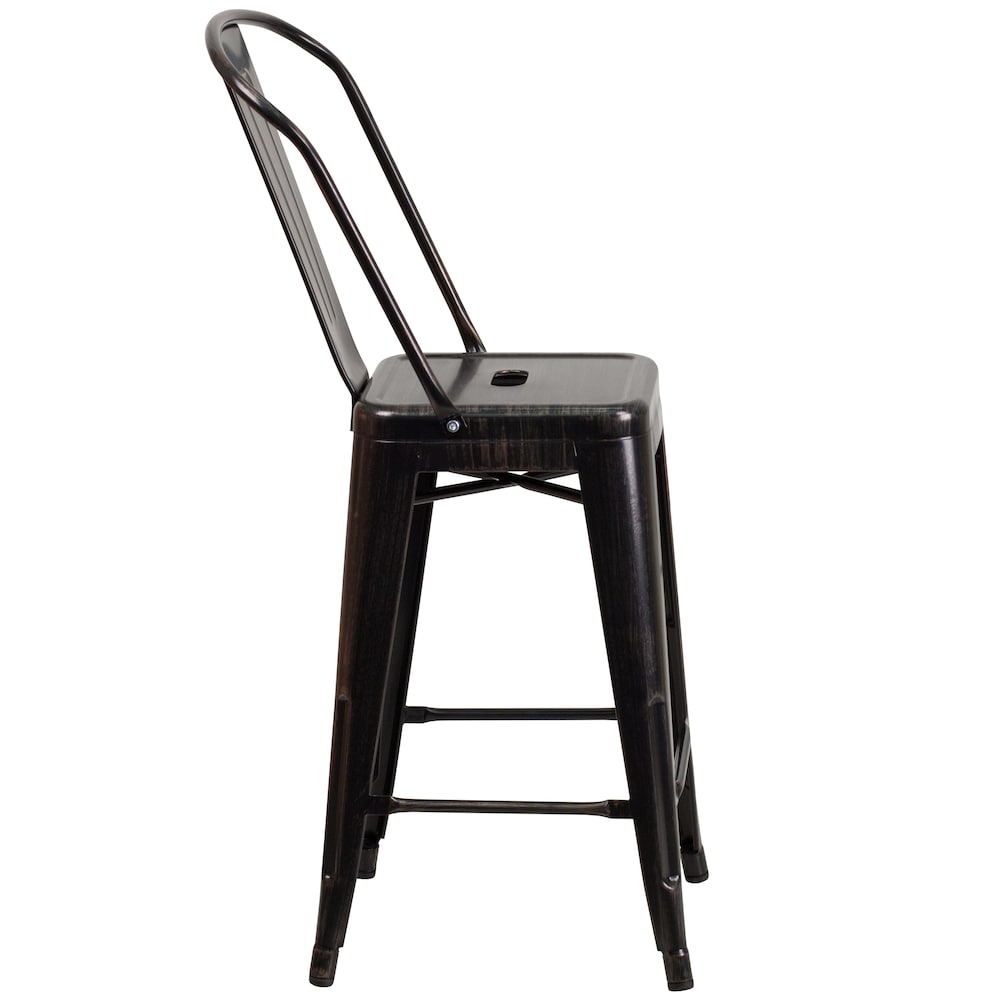 24" Black Metal Outdoor Stool