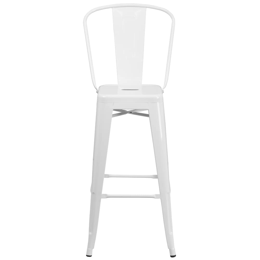 30" White Metal Outdoor Stool
