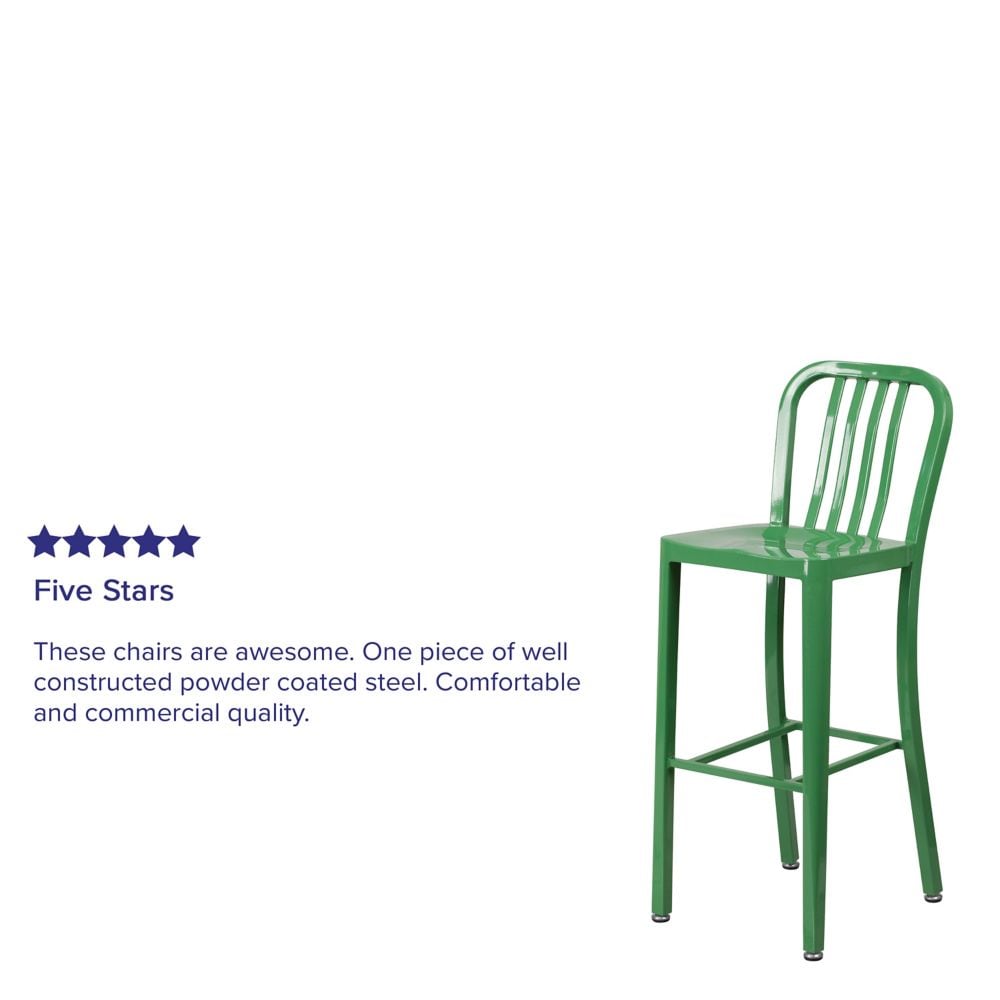 30" Green Metal Outdoor Stool