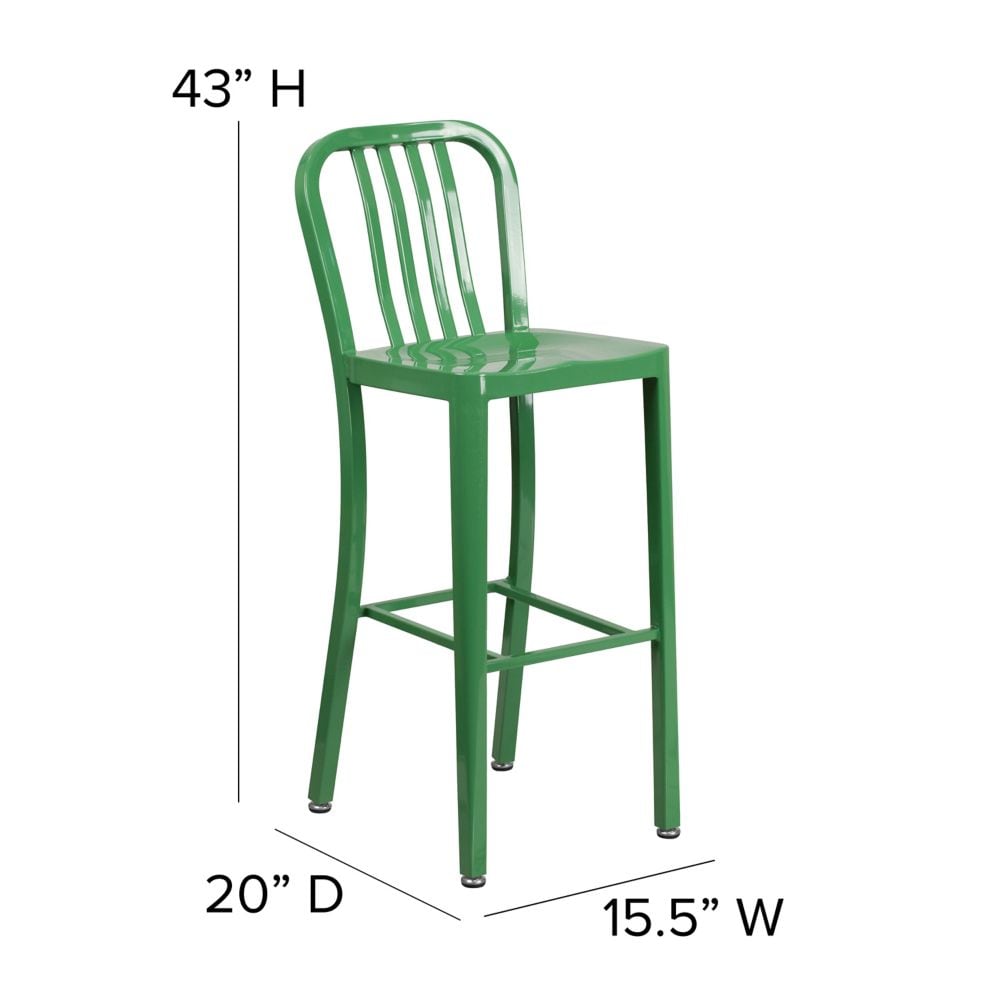 30" Green Metal Outdoor Stool