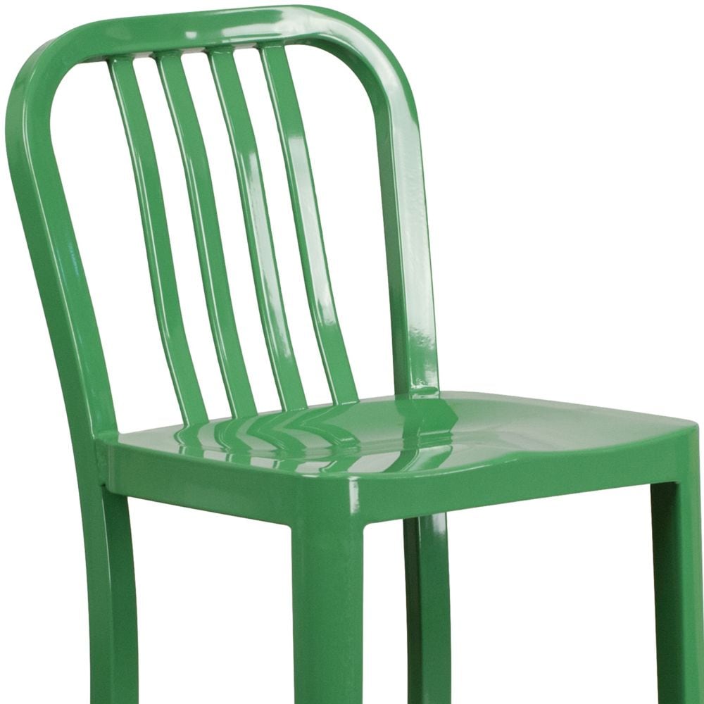 30" Green Metal Outdoor Stool