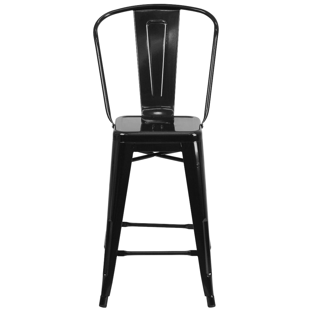 24" Black Metal Outdoor Stool