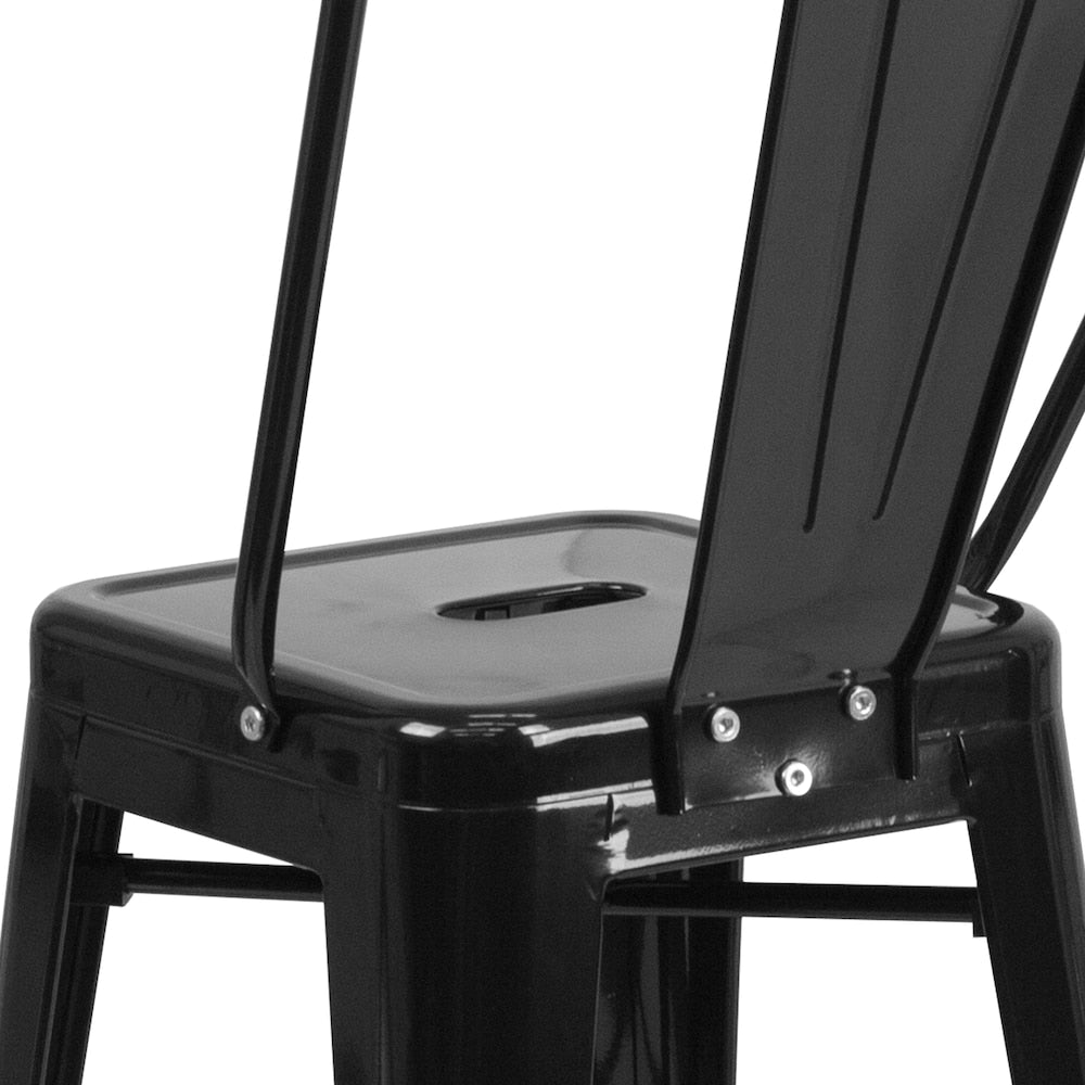 24" Black Metal Outdoor Stool