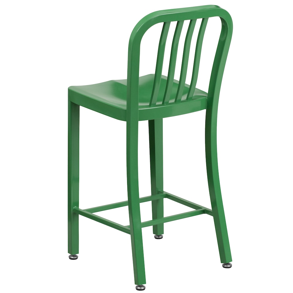 24" Green Metal Outdoor Stool