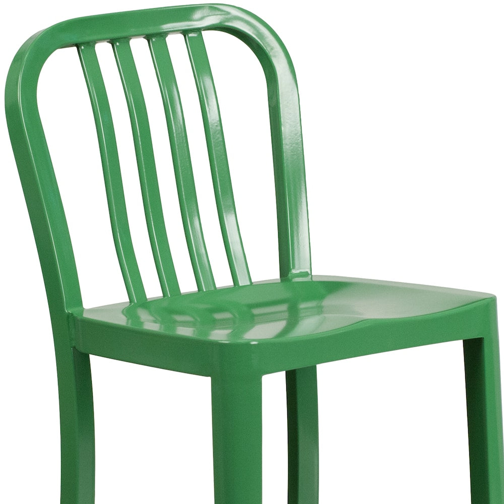 24" Green Metal Outdoor Stool