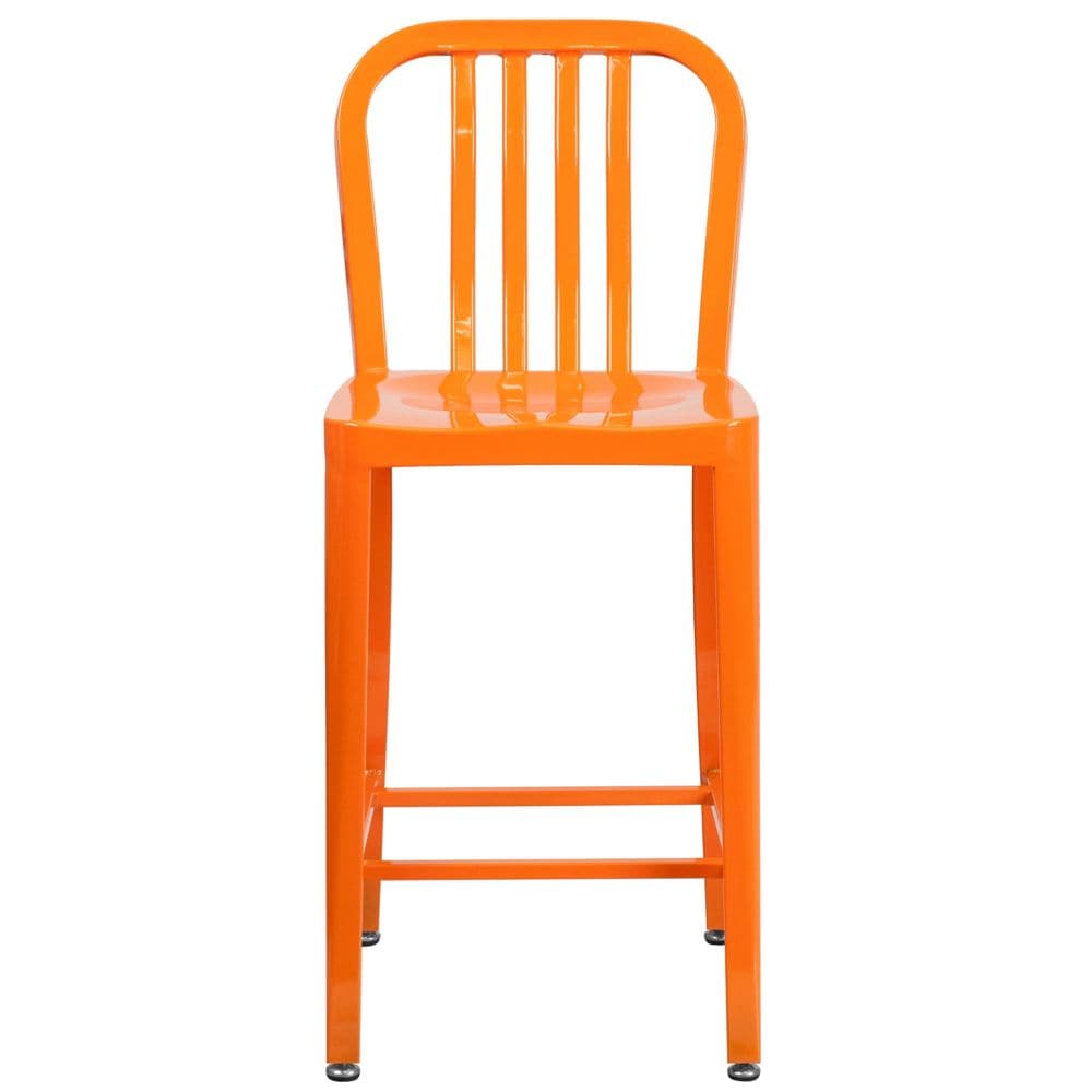 24" Orange Metal Outdoor Stool