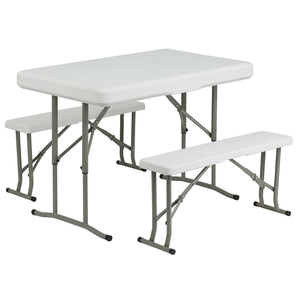 Table/banc pliant en plastique blanc
