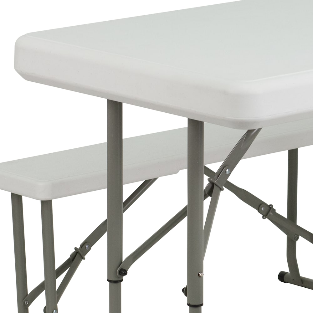 Table/banc pliant en plastique blanc