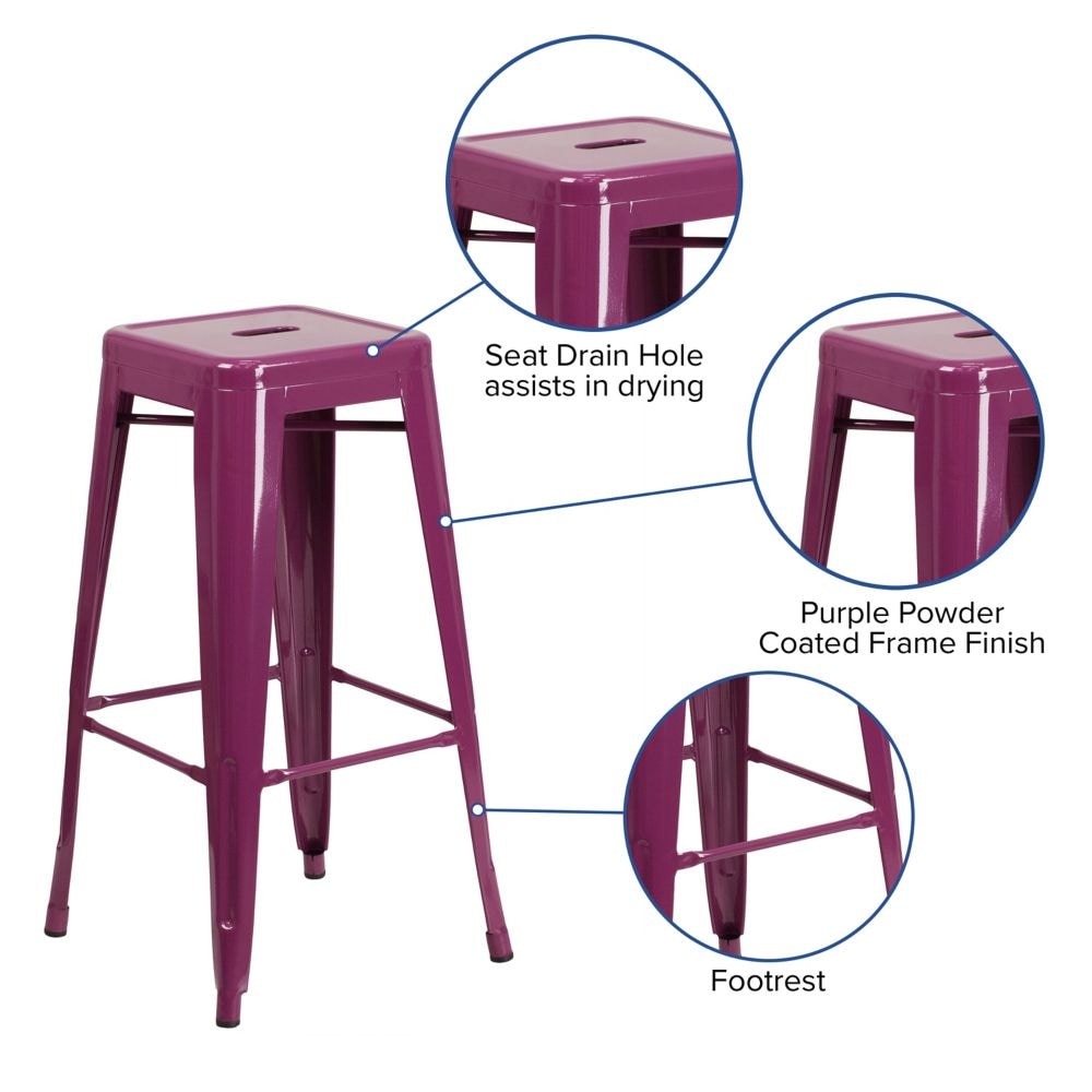 30" Purp No Back Metal Stool