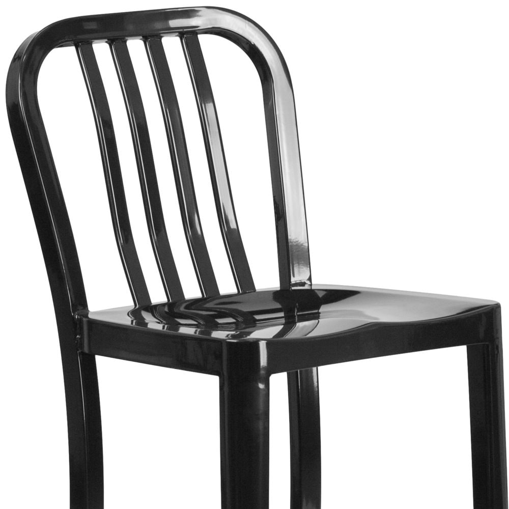 Tabouret d'extérieur en métal noir de 30 po