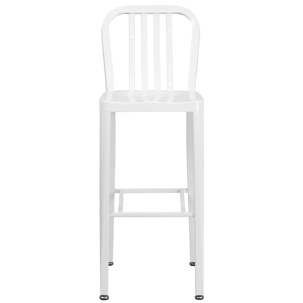 30" White Metal Outdoor Stool