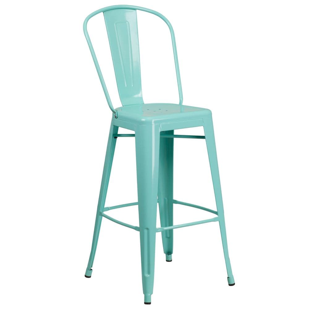 30" Mint Metal Outdoor Stool
