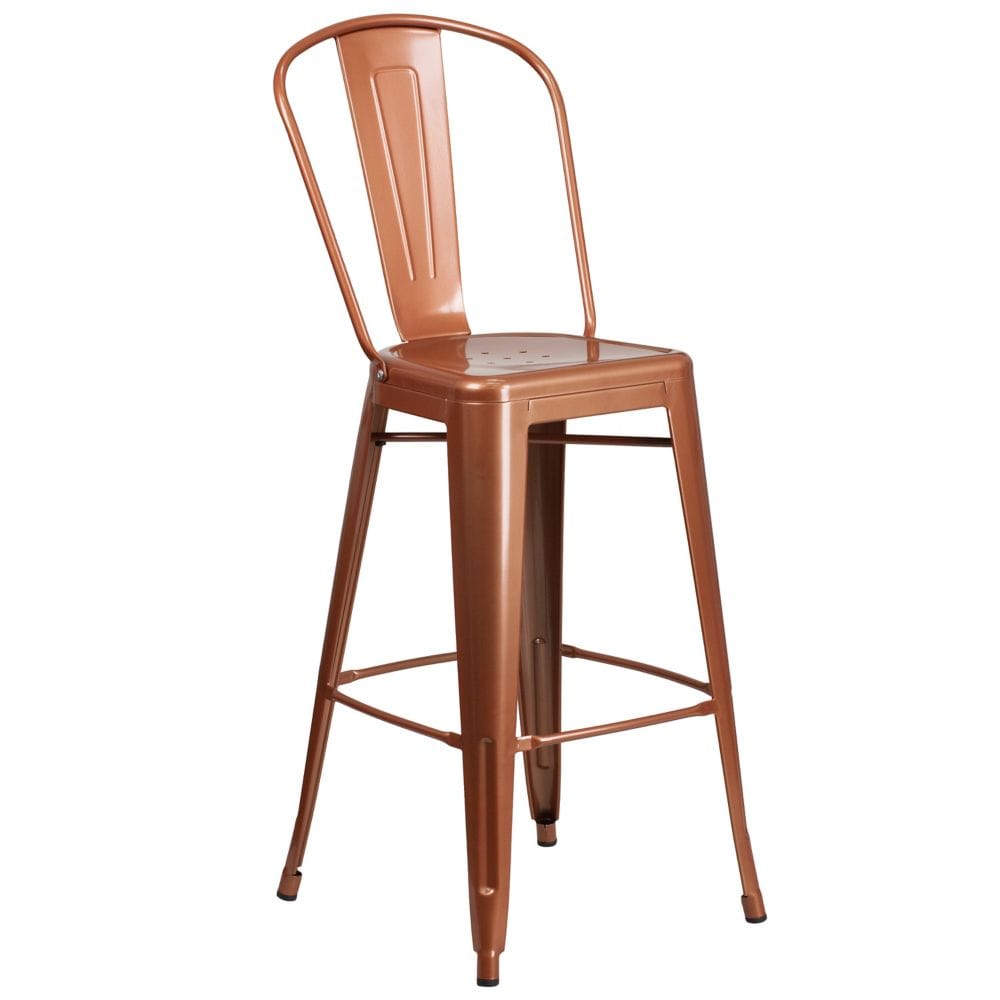 30" Copper Metal Outdoor Stool