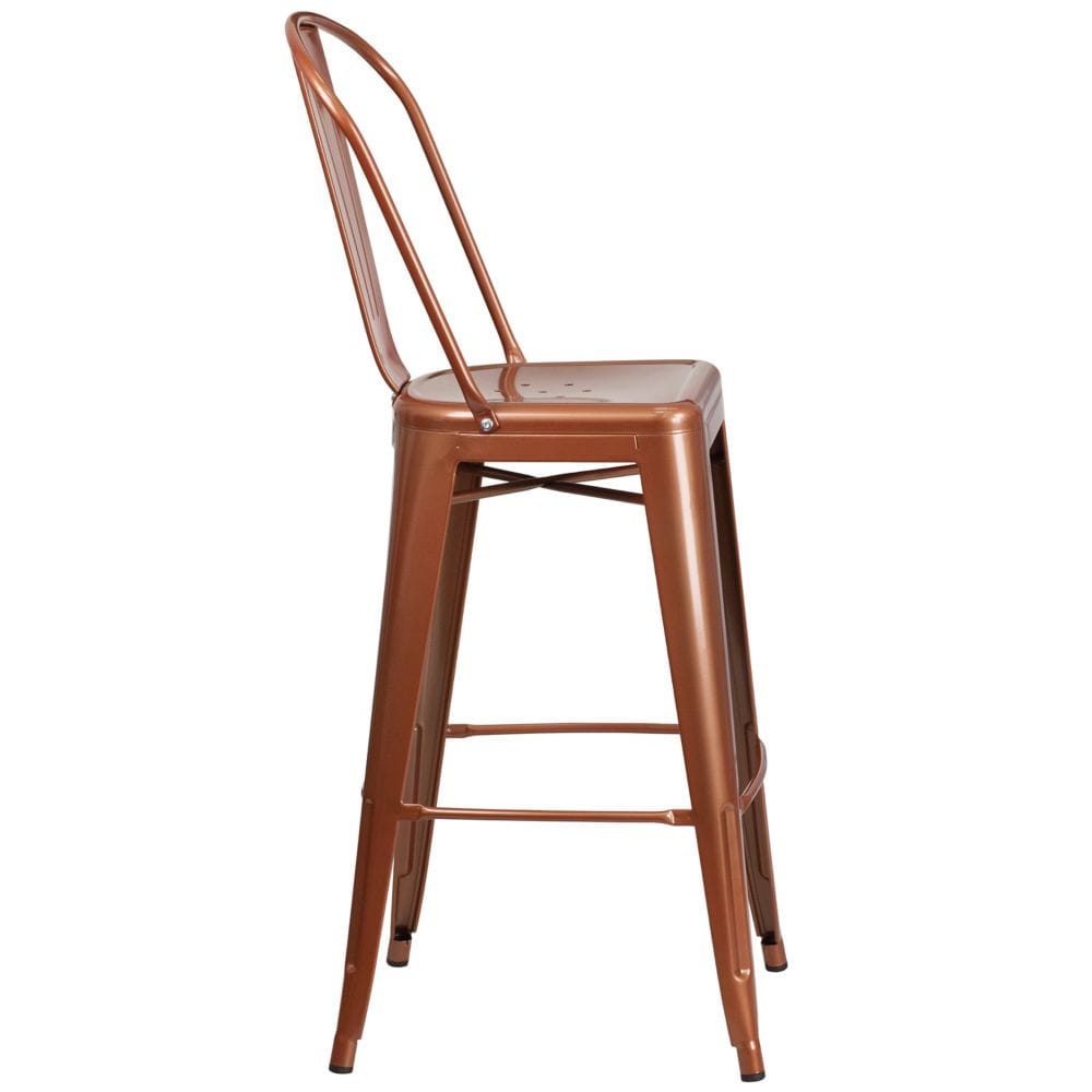 30" Copper Metal Outdoor Stool
