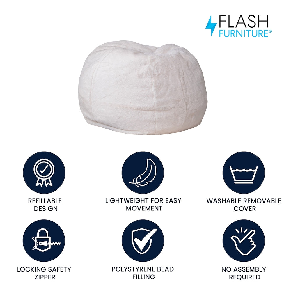 Pouf en fourrure blanche