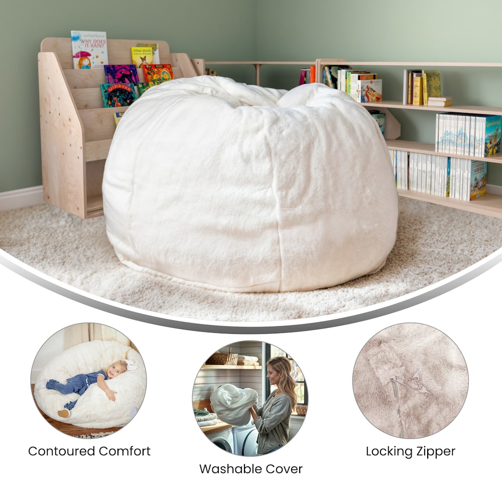 Pouf en fourrure blanche