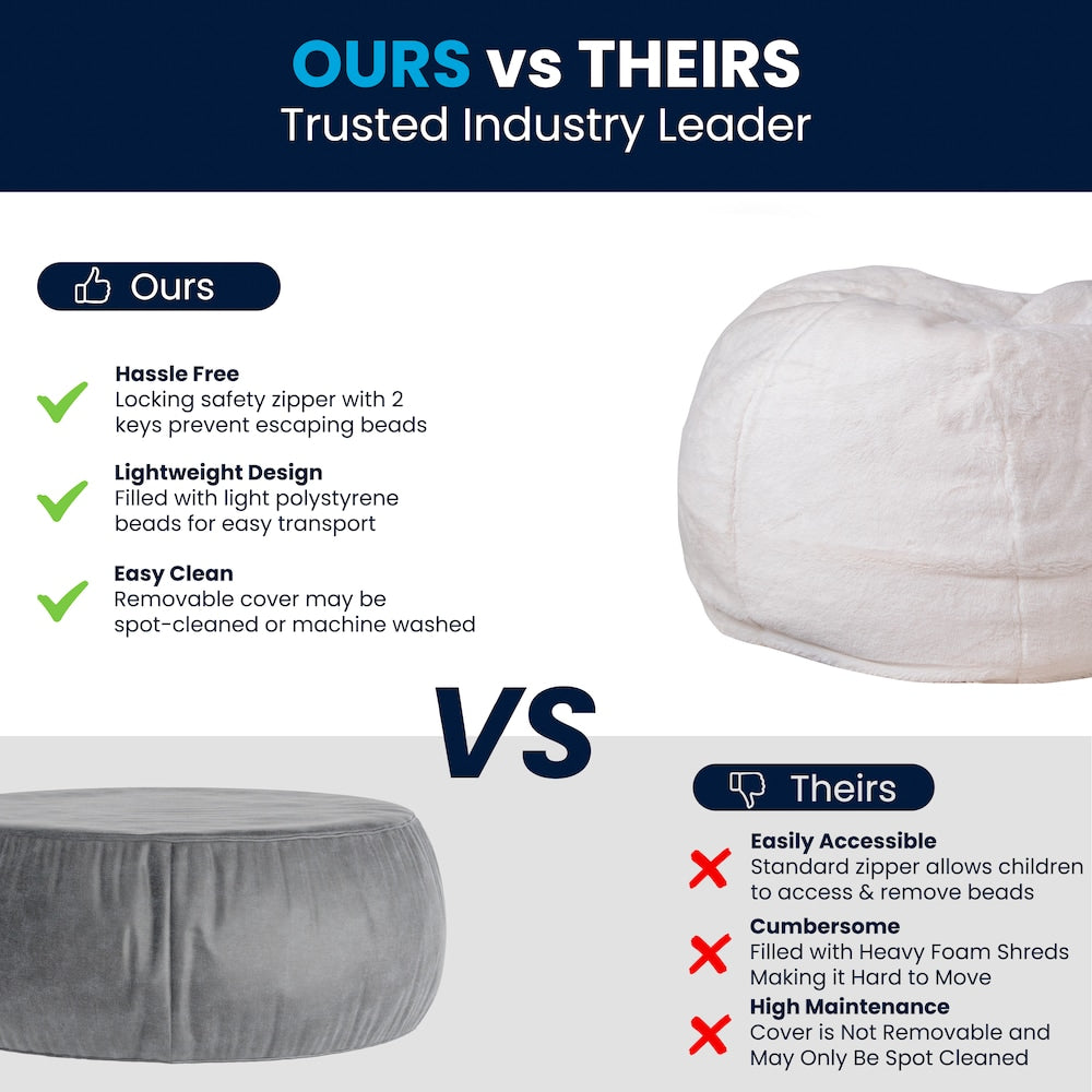 Pouf en fourrure blanche