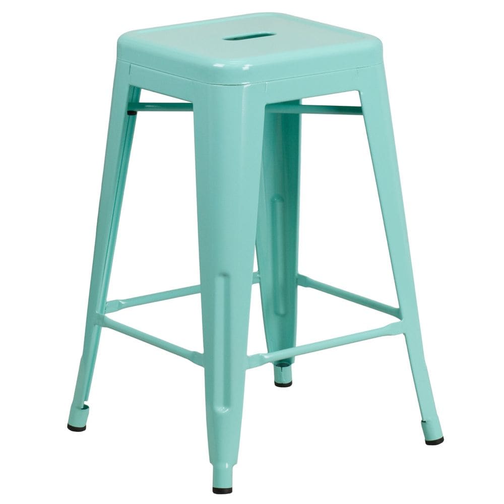 24" Mint No Back Metal Stool