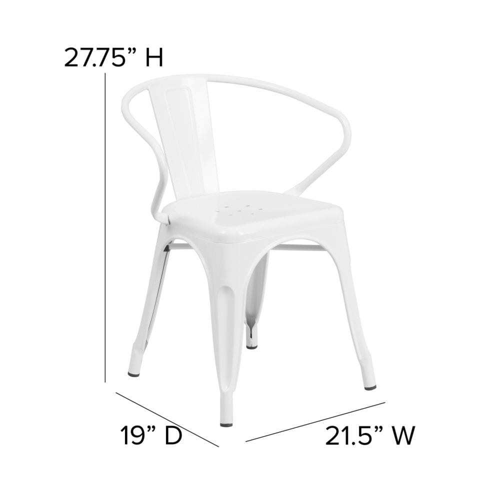 Chaise en métal blanc avec accoudoirs