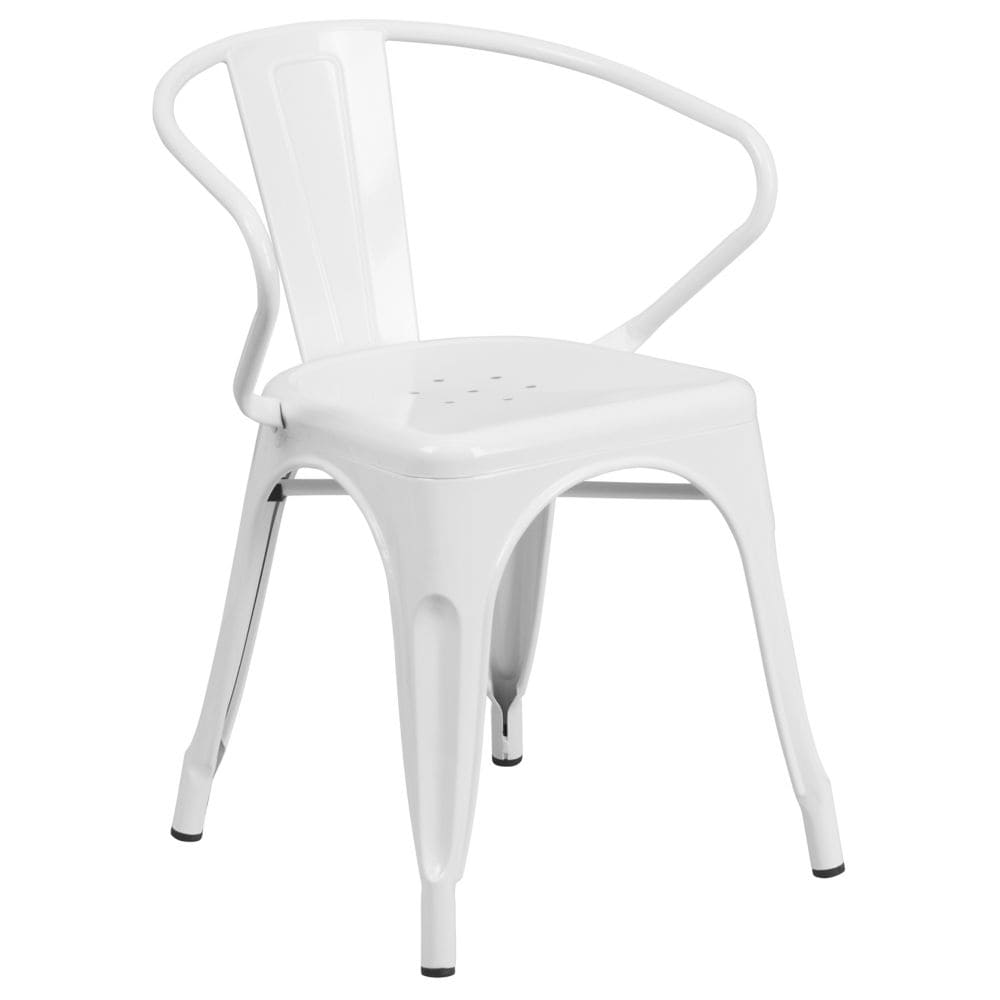 Chaise en métal blanc avec accoudoirs