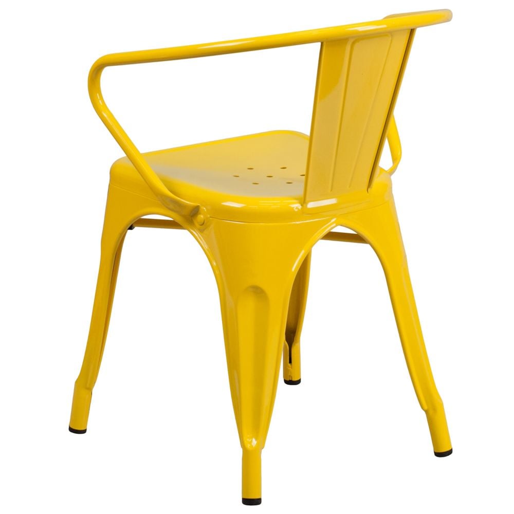 Chaise en métal jaune avec accoudoirs