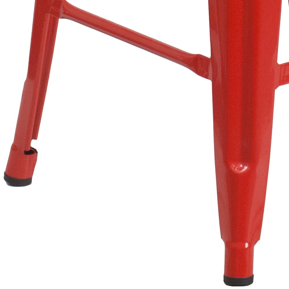 24" Red No Back Metal Stool