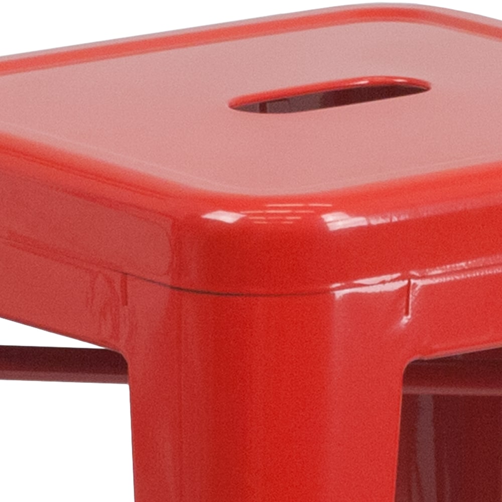 24" Red No Back Metal Stool