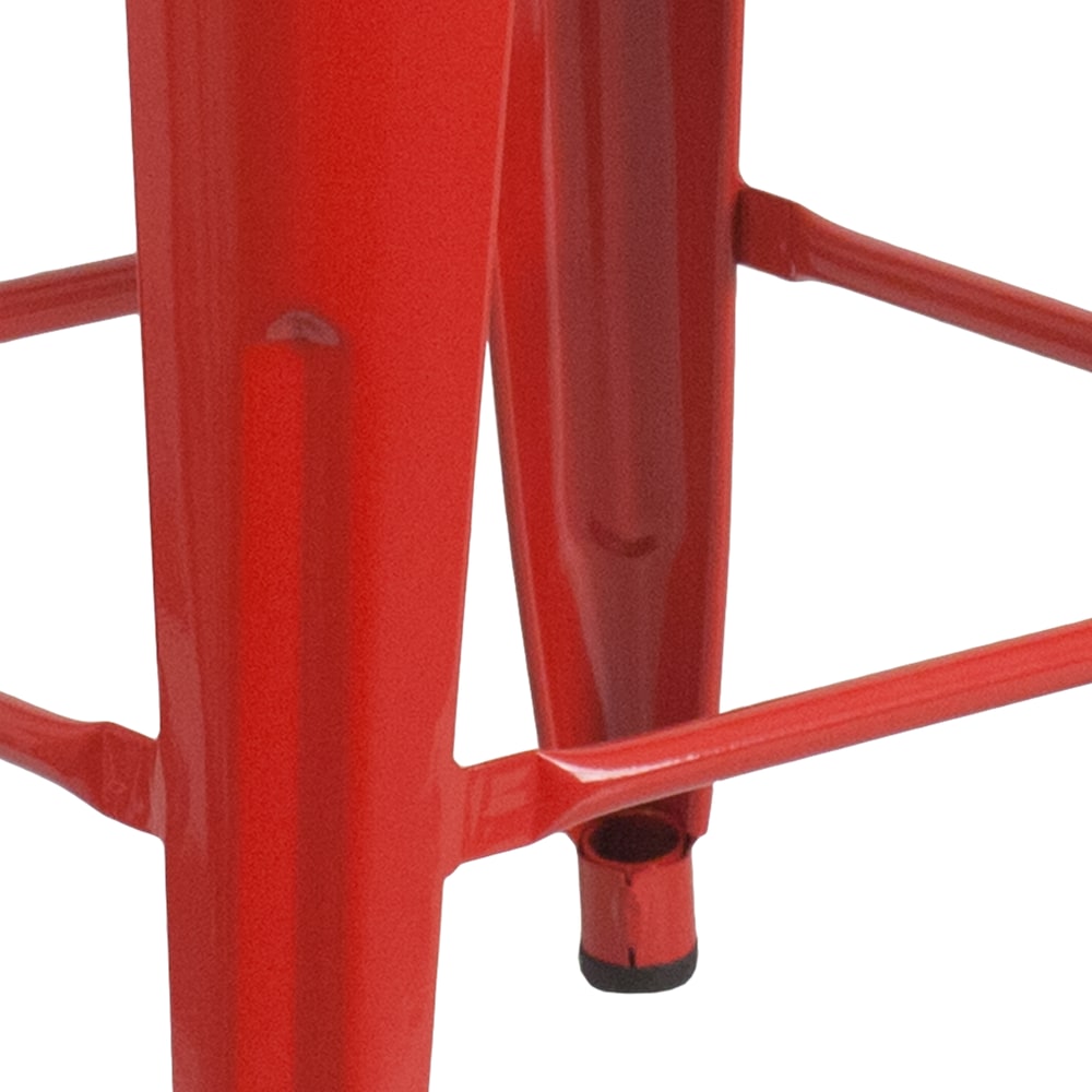 24" Red No Back Metal Stool