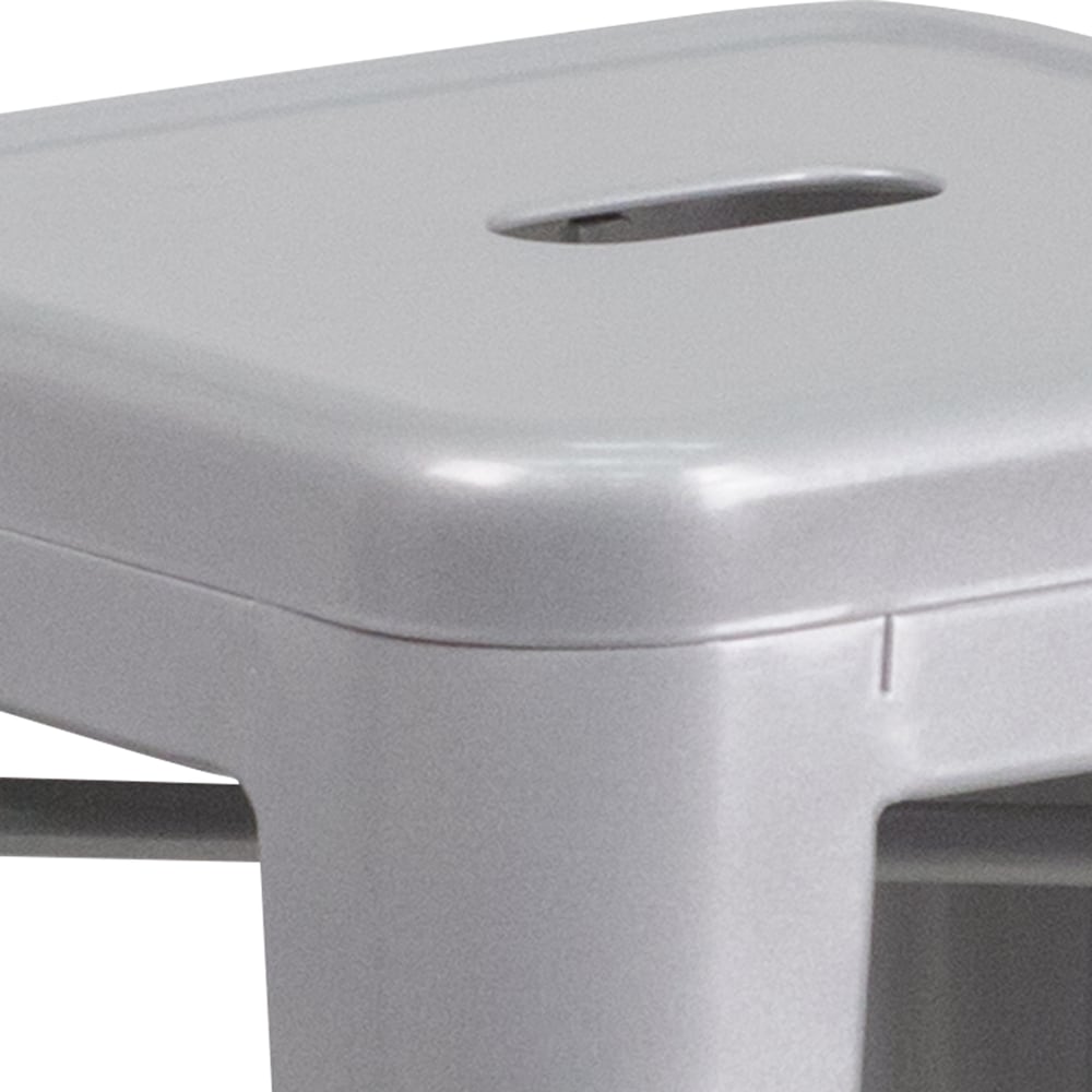 24" Silver No Back Metal Stool
