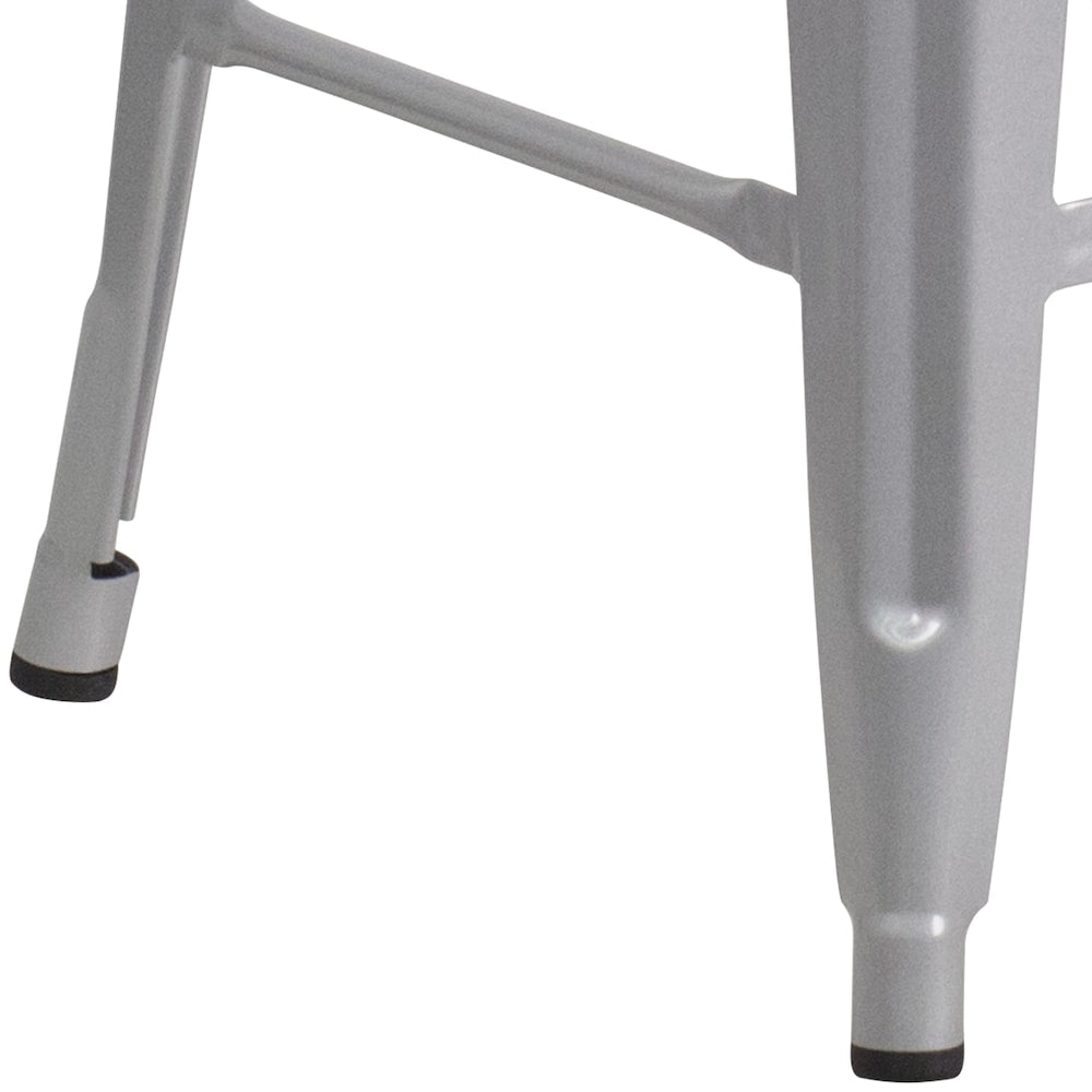 24" Silver No Back Metal Stool