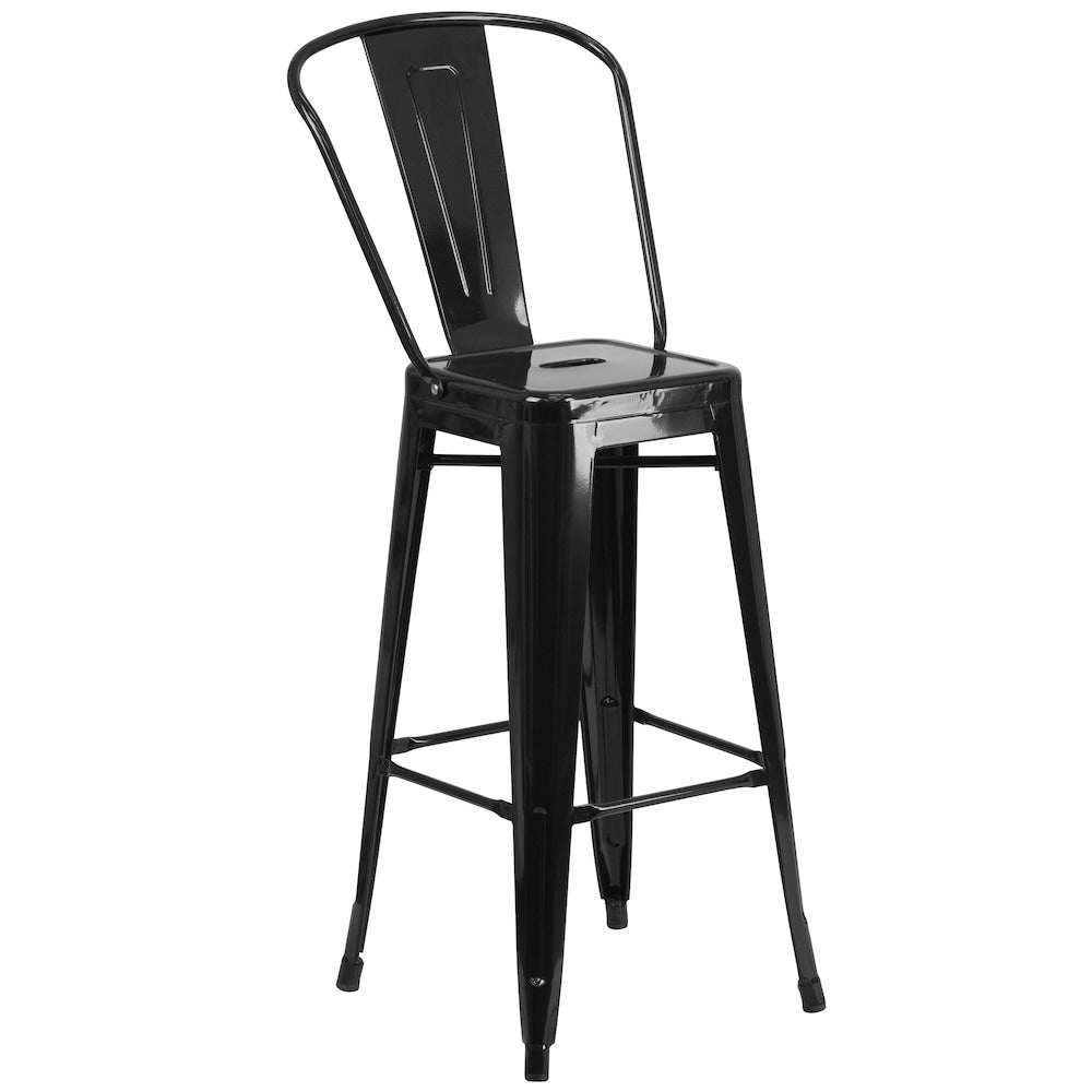 30" Black Metal Outdoor Stool