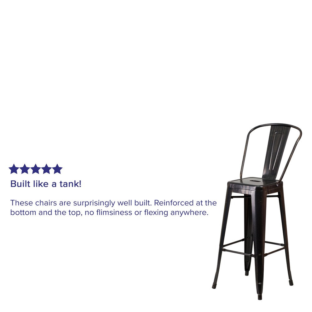 30" Black Metal Outdoor Stool