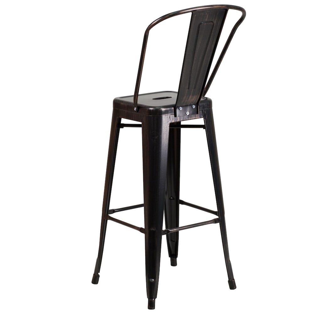 30" Black Metal Outdoor Stool