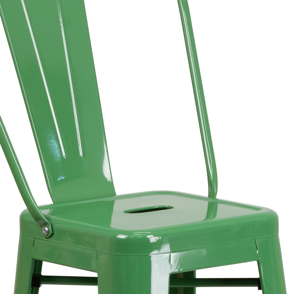 30" Green Metal Outdoor Stool