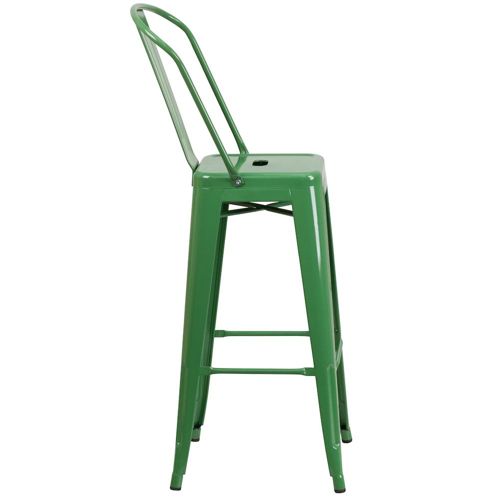 30" Green Metal Outdoor Stool