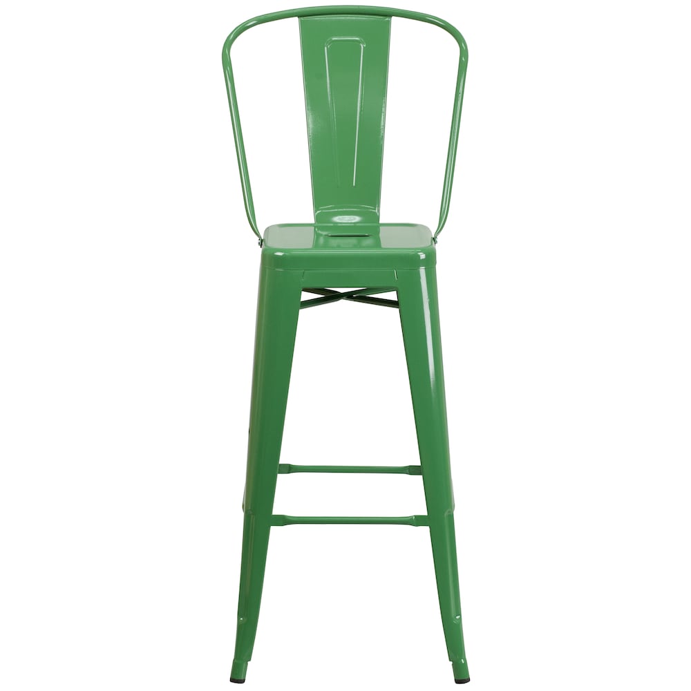 30" Green Metal Outdoor Stool