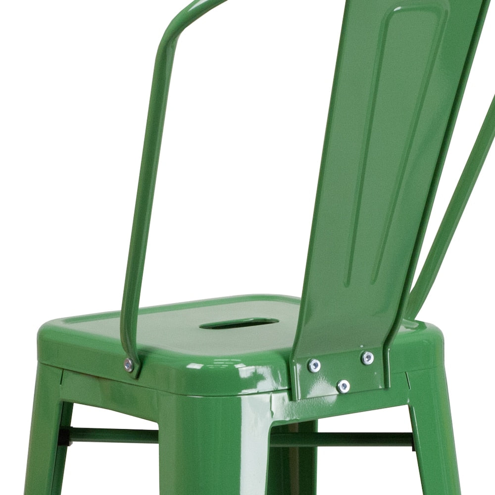 30" Green Metal Outdoor Stool