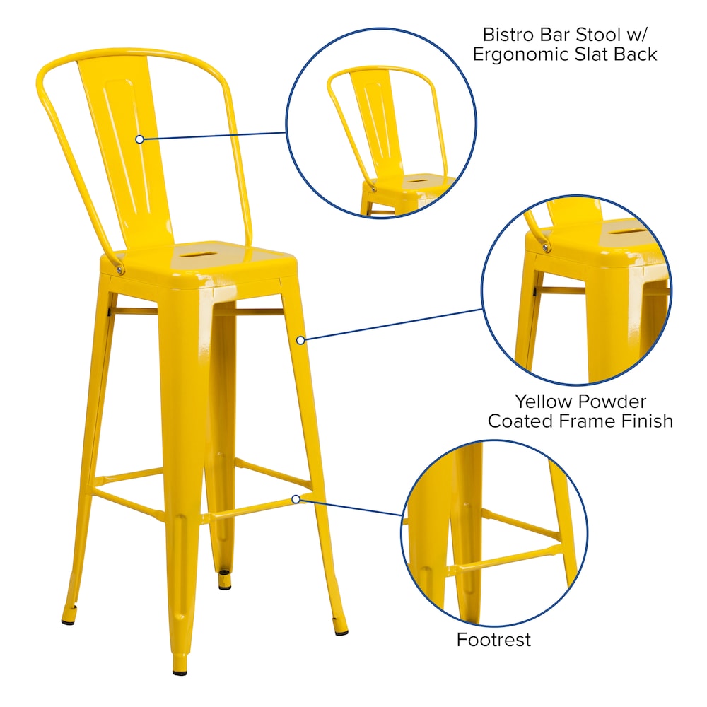 30" Yell Metal Outdoor Stool
