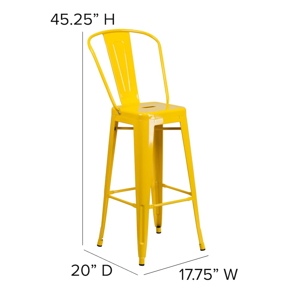 30" Yell Metal Outdoor Stool