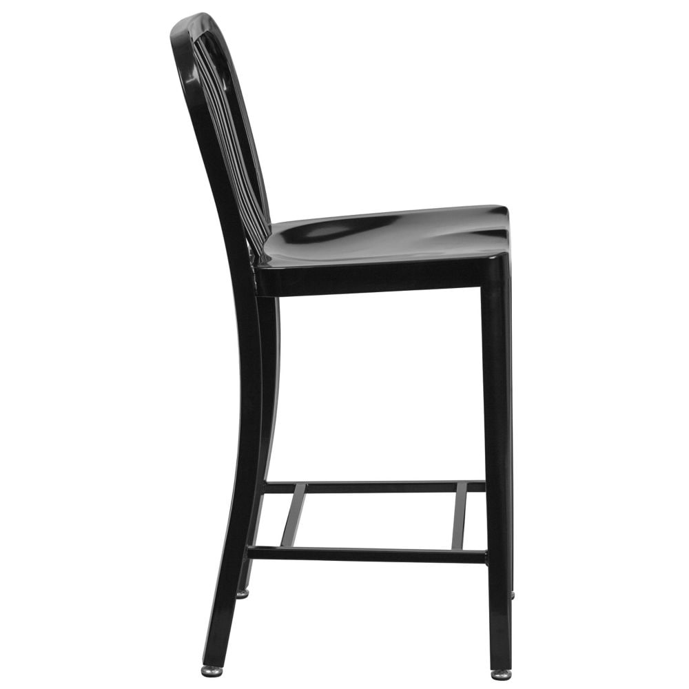 24" Black Metal Outdoor Stool